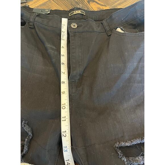 NWT Lucky & Blessed Black Jeans Women 24 Distressed Lace Grunge Goth Coquette - Picture 7 of 10